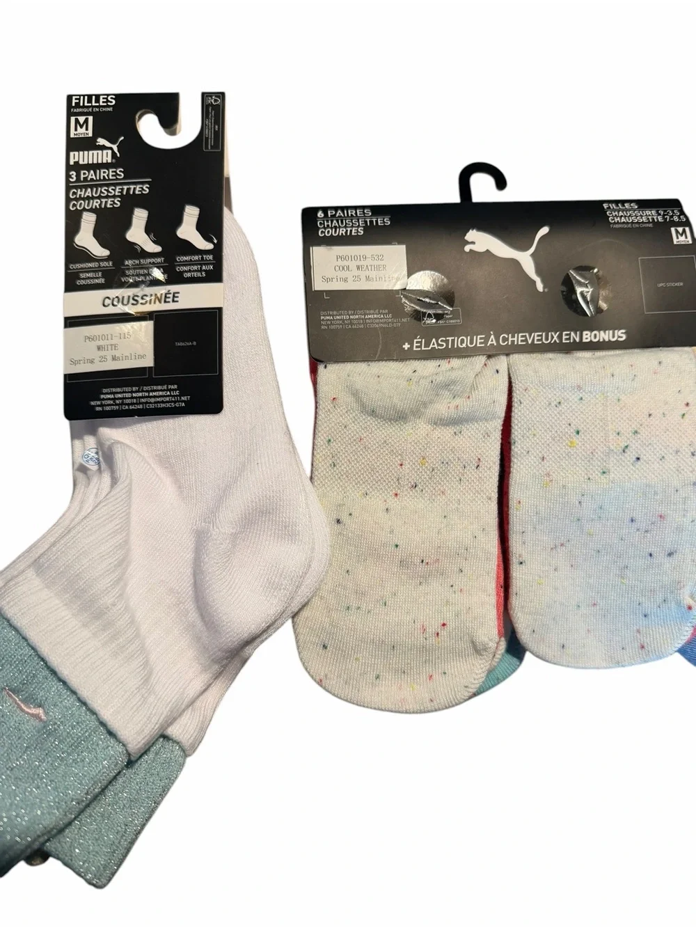 Puma Girl’s Low Crew Socks (3 pack) Puma Low Cut (6 pack) 3 bonus hair ties